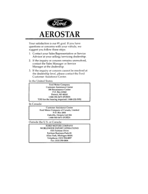 1996 Ford Aerostar Owner Manual